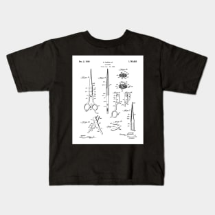 Hair Scissors Patent - Salon Art - Black And White Kids T-Shirt